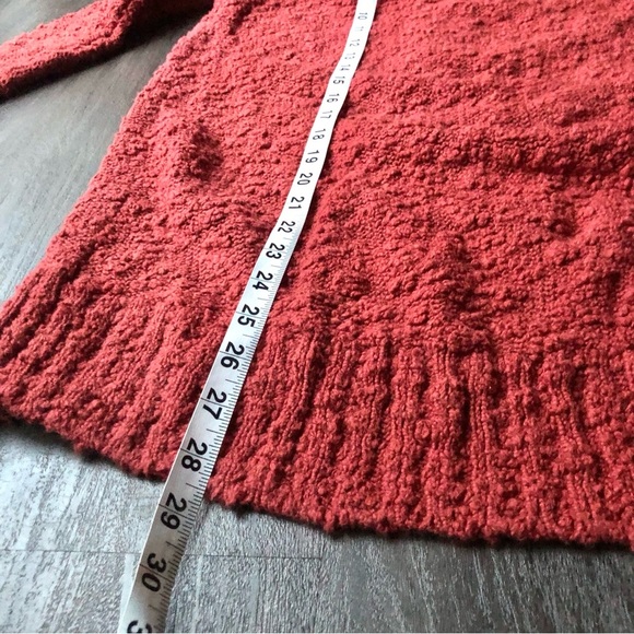 Anthropologie MOTH Sweater Women's Large Red Orange Boucle Pullover Cowl Neck - Picture 4 of 8